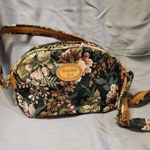 Floral Women's Bag - Black and Tan